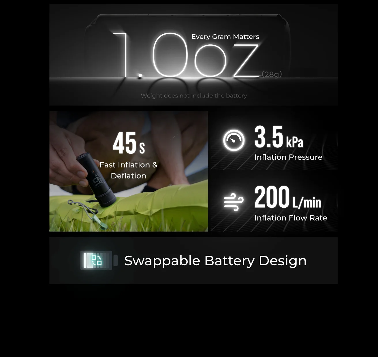 ZERO PUMP 2: Lightweight Champion Pump Upgrade for Sleeping Pads(3.5KPA, 29g） - Image 5